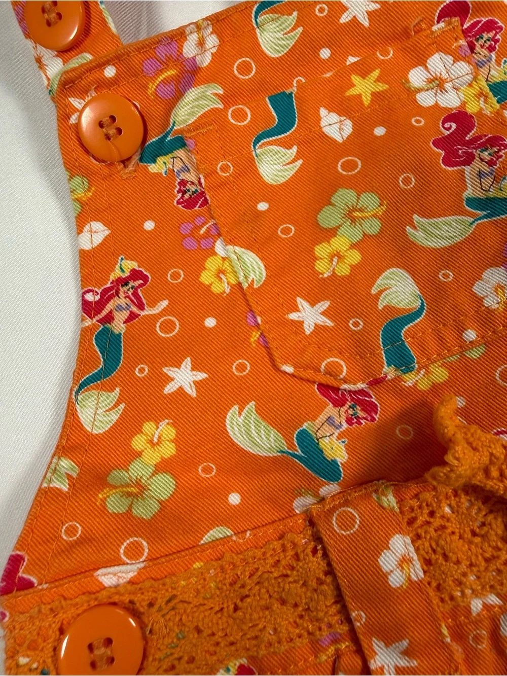 THE WONDERFUL WORLD OF DISNEY Girls Ariel Little Mermaid Overalls 12M Princess